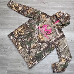 RealTree Camo Hoodie Pink Logo Realtree Fleece L/G 12-14 Youth